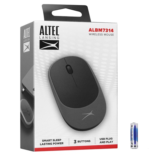 Altec Lansing ALBM7314, Gri-Siyah, 2.4GHz USB, 1200DPI, Kablosuz Optik Mouse