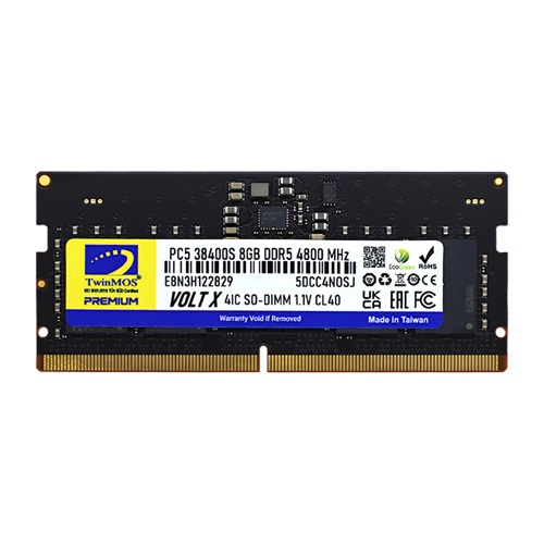 TwinMOS TMD58GB4800S40, 8GB, DDR5, 4800MHz, CL40, 1.1V Notebook Ram